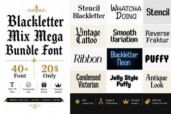 Blackletter Mix Mega Bundle: Bold Vintage Typography